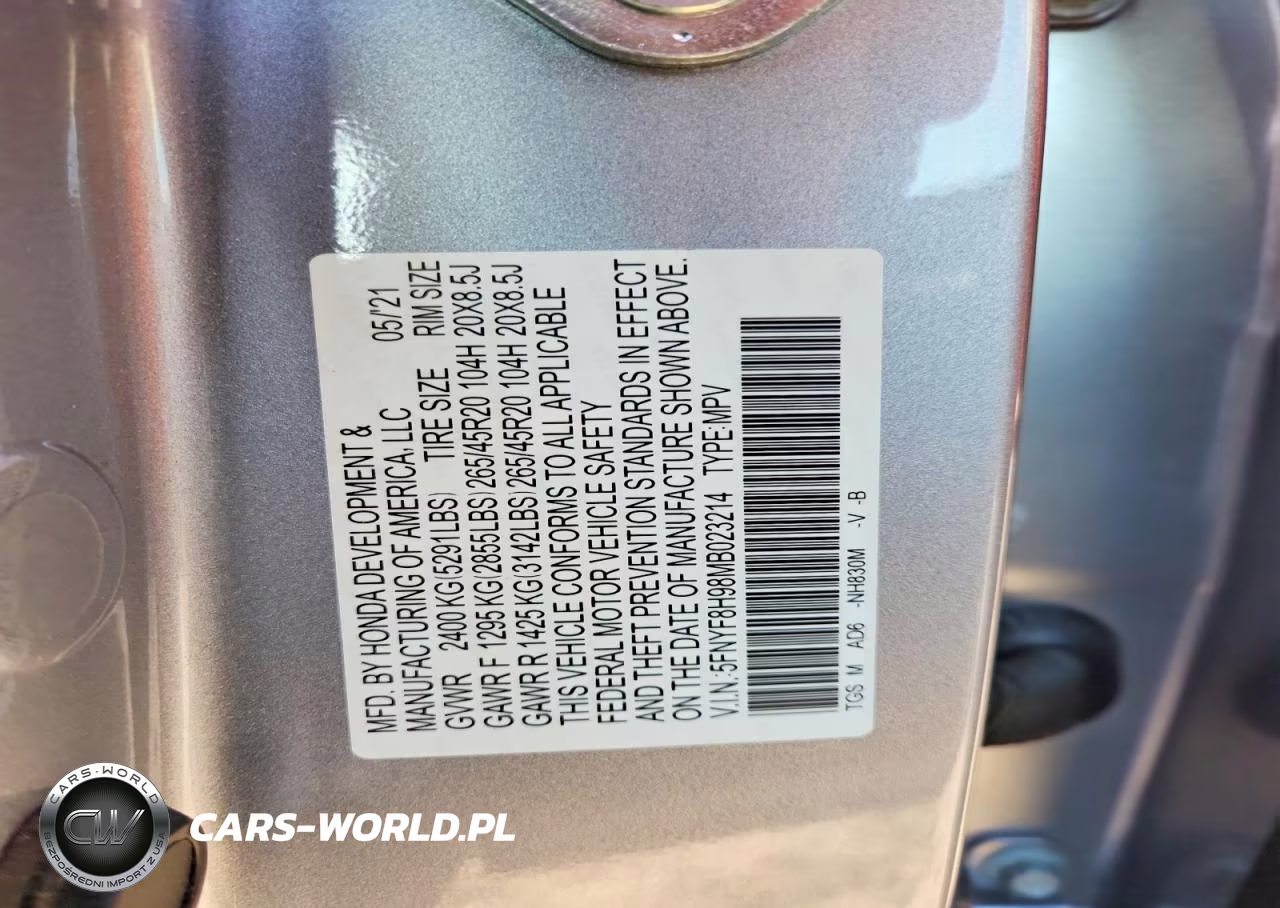 2021 Honda Passport Touring VIN:5FNYF8H98MB023214 - 12