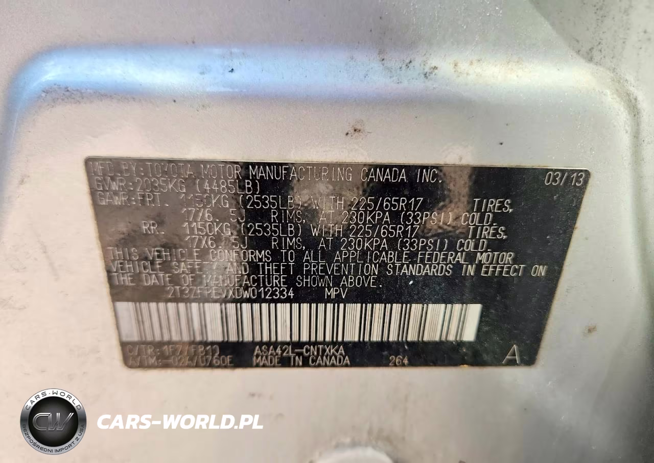 2013 Toyota Rav4 Le VIN:2T3ZFREVXDW012334 - 13