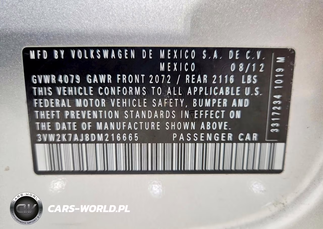 2013 Volkswagen Jetta Base VIN:3VW2K7AJ8DM216665 - 12
