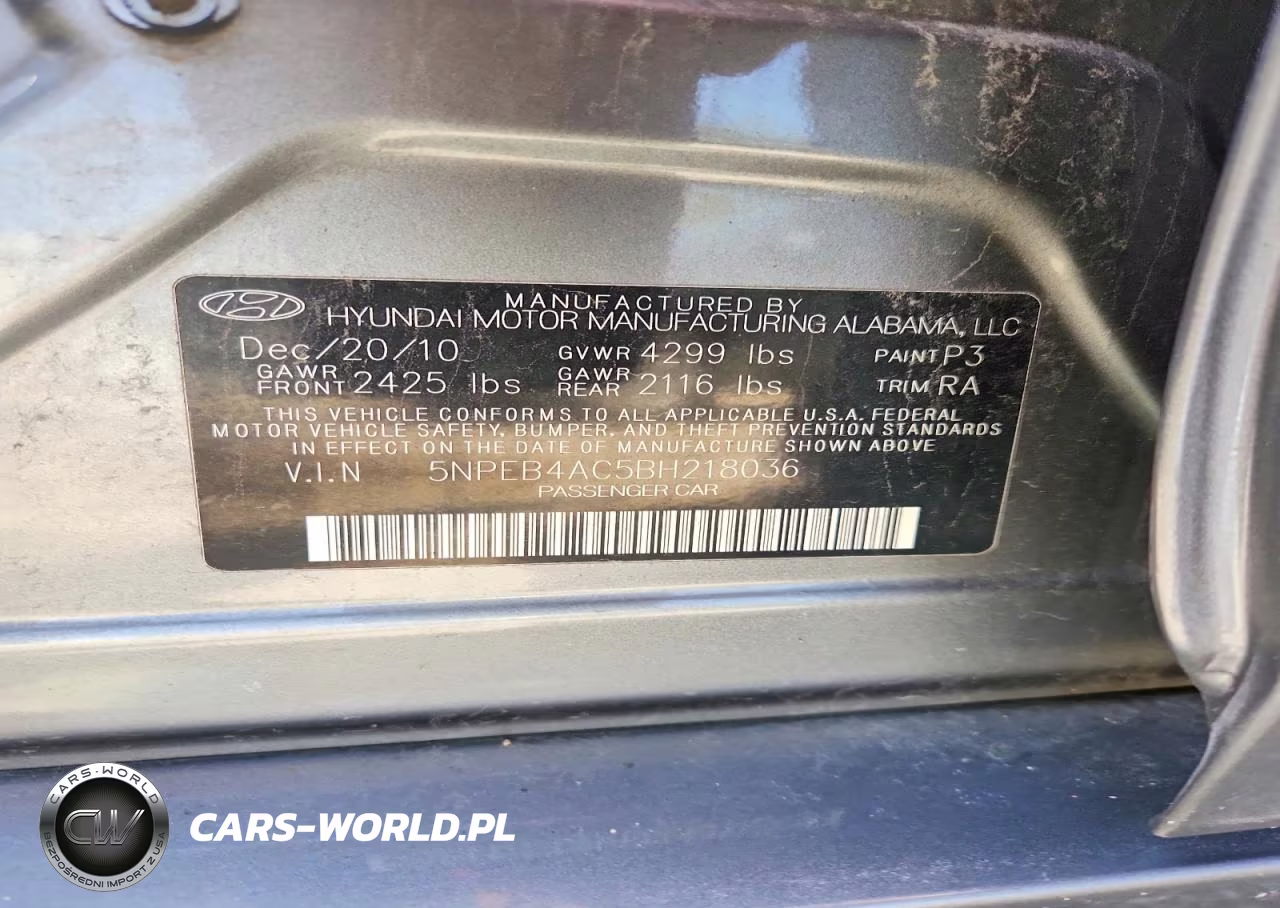 2011 Hyundai Sonata Gls VIN:5NPEB4AC5BH218036 - 12