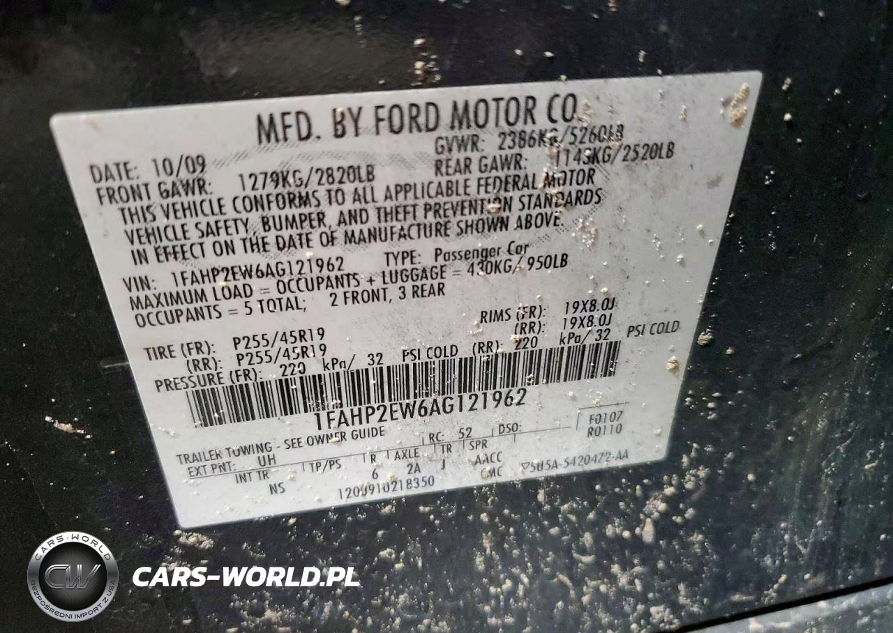 2010 Ford Taurus Sel VIN:1FAHP2EW6AG121962 - 12