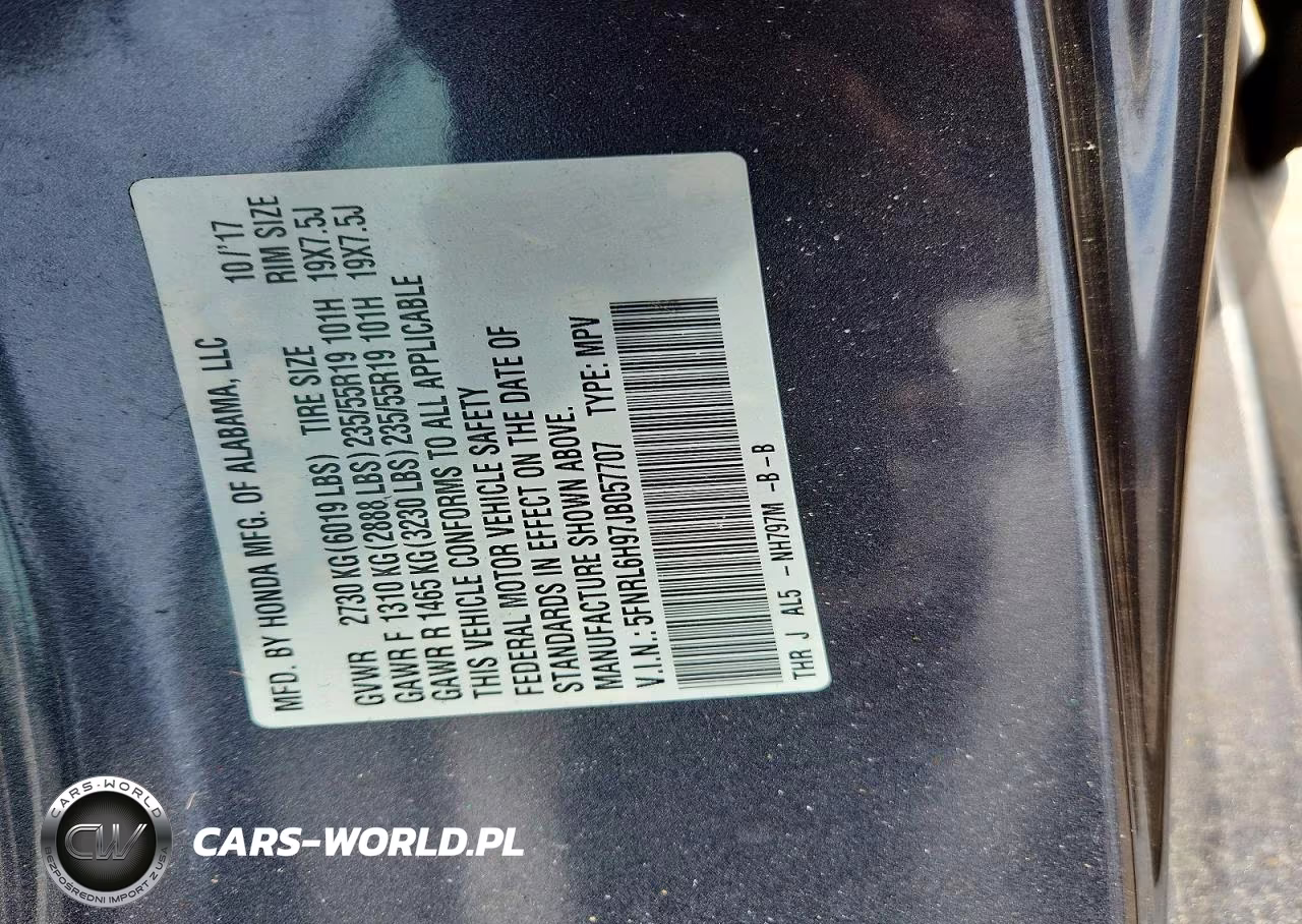 2018 Honda Odyssey Elite VIN:5FNRL6H97JB057707 - 13