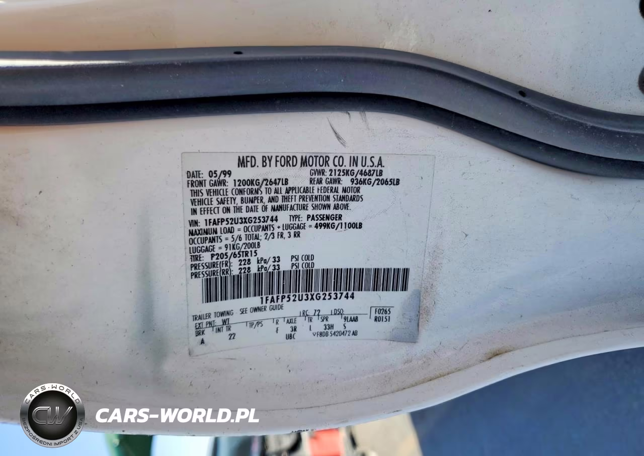 1999 Ford Taurus Lx VIN:1FAFP52U3XG253744 - 12