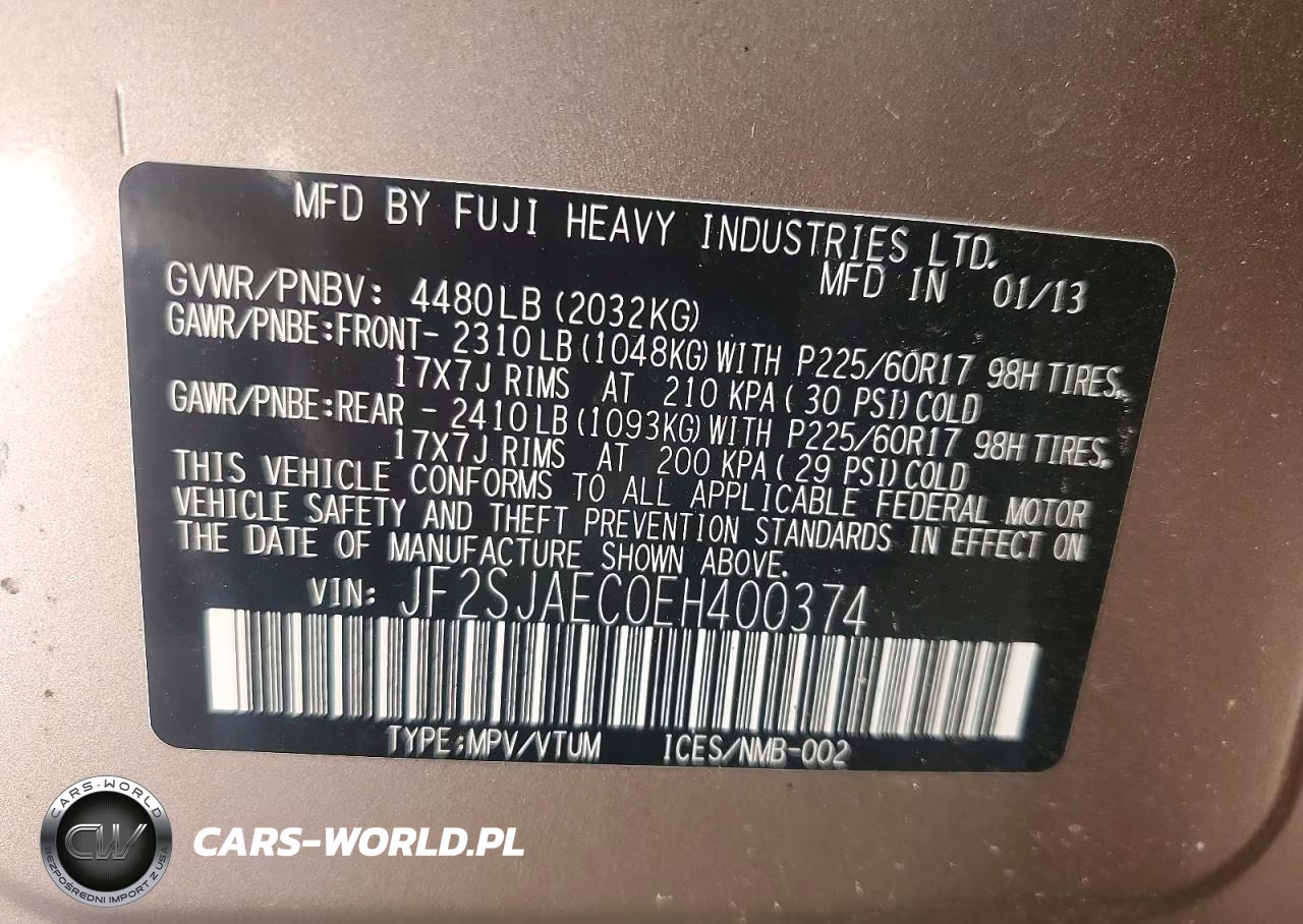 2014 Subaru Forester 2.5I Premium VIN:JF2SJAEC0EH400374 - 13
