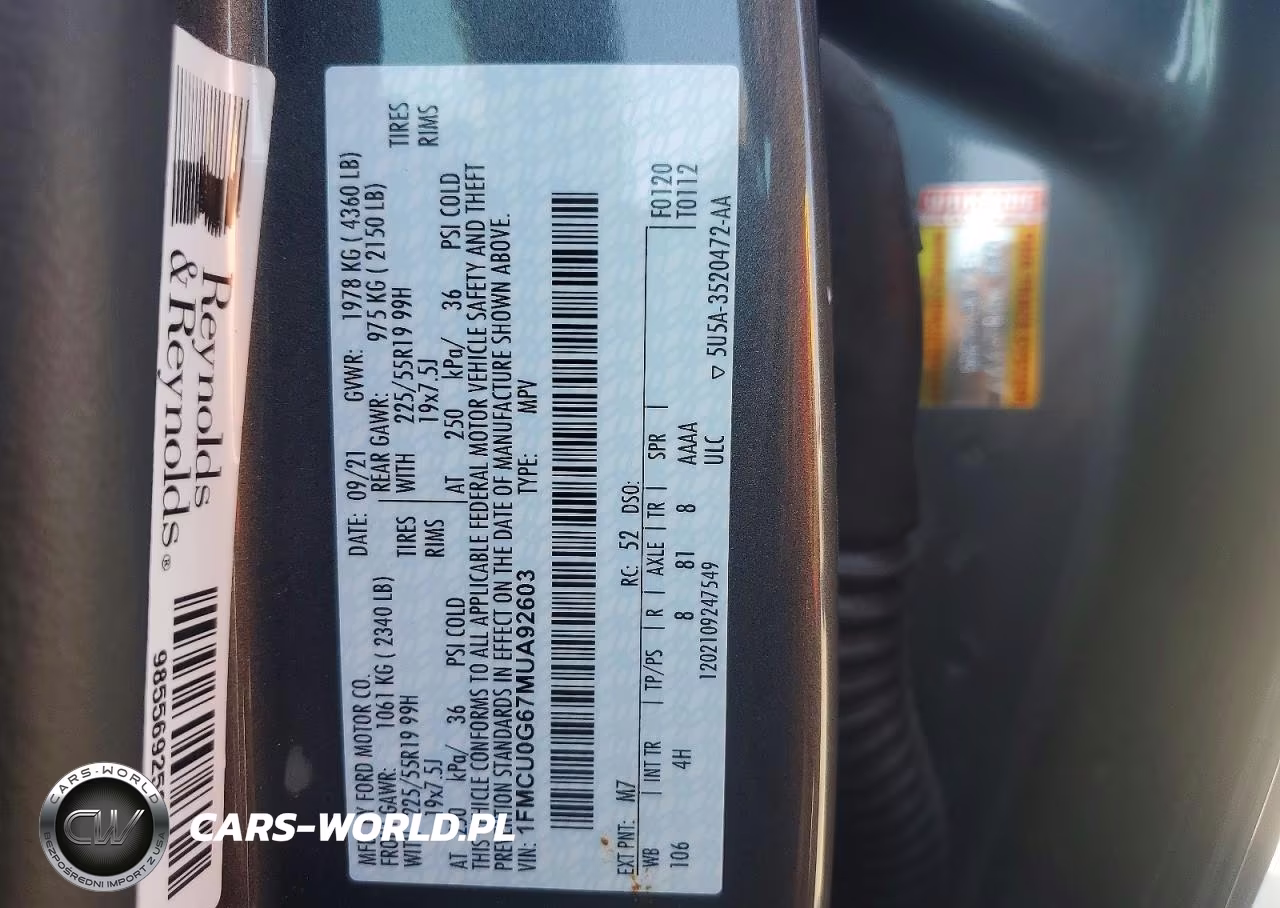 2021 Ford Escape Se VIN:1FMCU0G67MUA92603 - 14