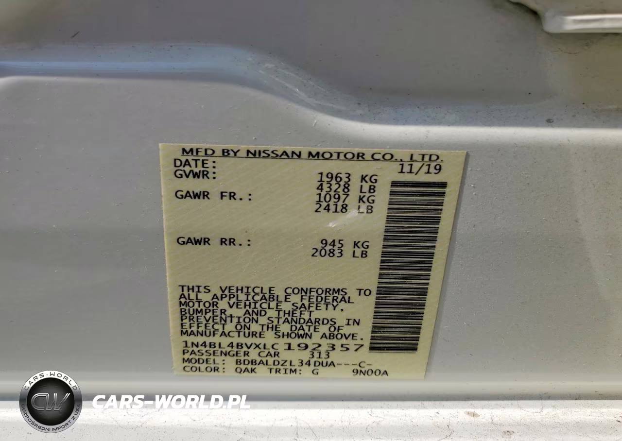 2020 Nissan Altima S VIN:1N4BL4BVXLC192357 - 13