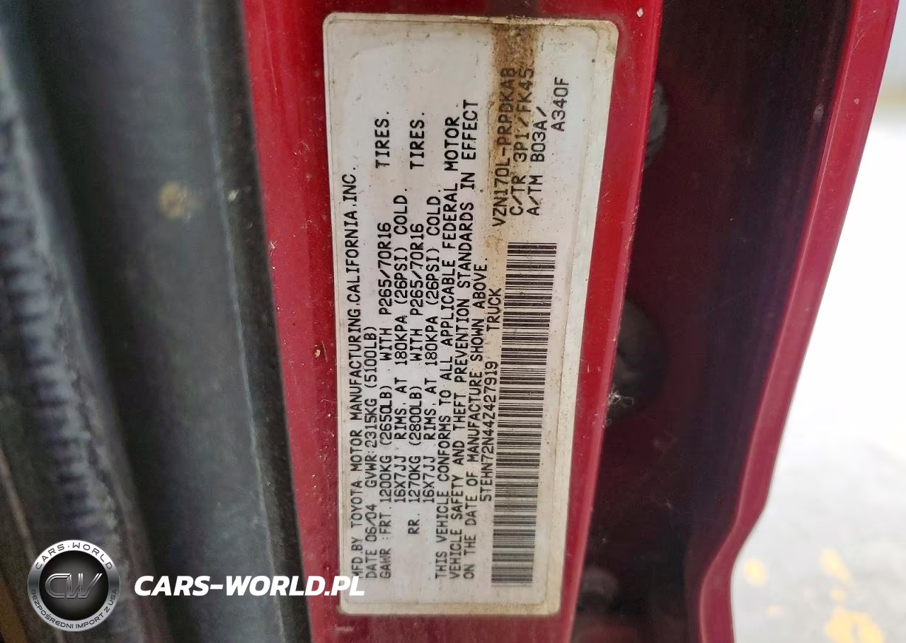 2004 Toyota Tacoma V6 VIN:5TEHN72N44Z427919 - 12