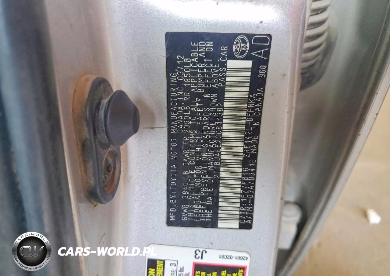 2012 Toyota Corolla Le VIN:2T1BU4EE2CC811382 - 12