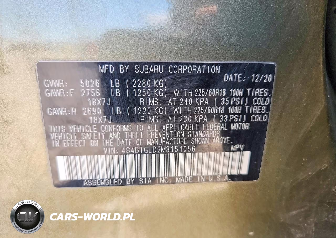 2021 Subaru Outback Onyx Edition Xt VIN:4S4BTGLD2M3151056 - 12