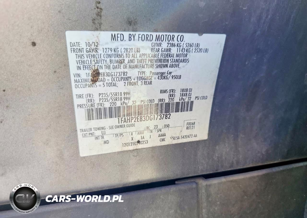 2013 Ford Taurus Sel VIN:1FAHP2E83DG173782 - 12