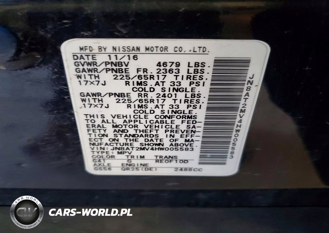 2017 Nissan Rogue Sv VIN:JN8AT2MV4HW005583 - 13