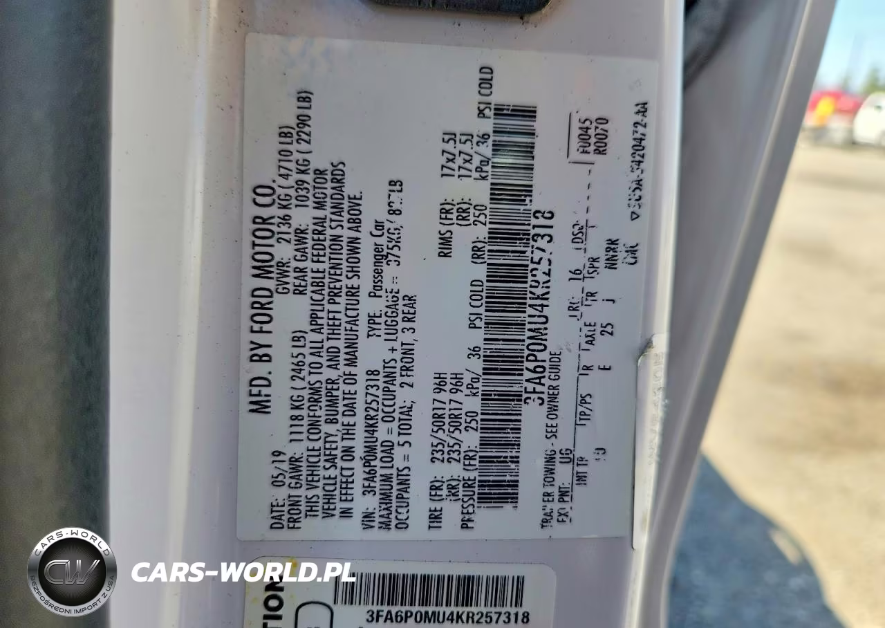 2019 Ford Fusion Sel VIN:3FA6P0MU4KR257318 - 12