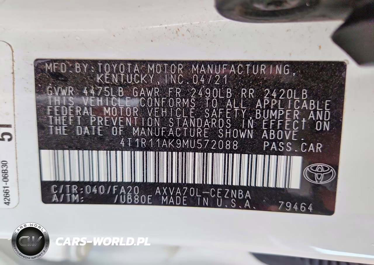 2021 Toyota Camry Le VIN:4T1R11AK9MU572088 - 12