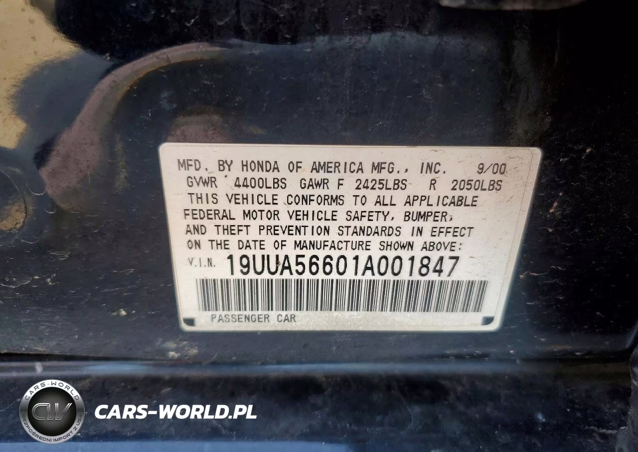 2001 Acura 3.2Tl VIN:19UUA56601A001847 - 12