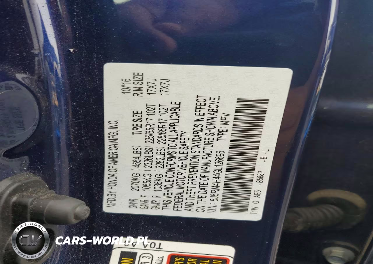 2016 Honda Cr-V Se VIN:5J6RM4H44GL126696 - 14