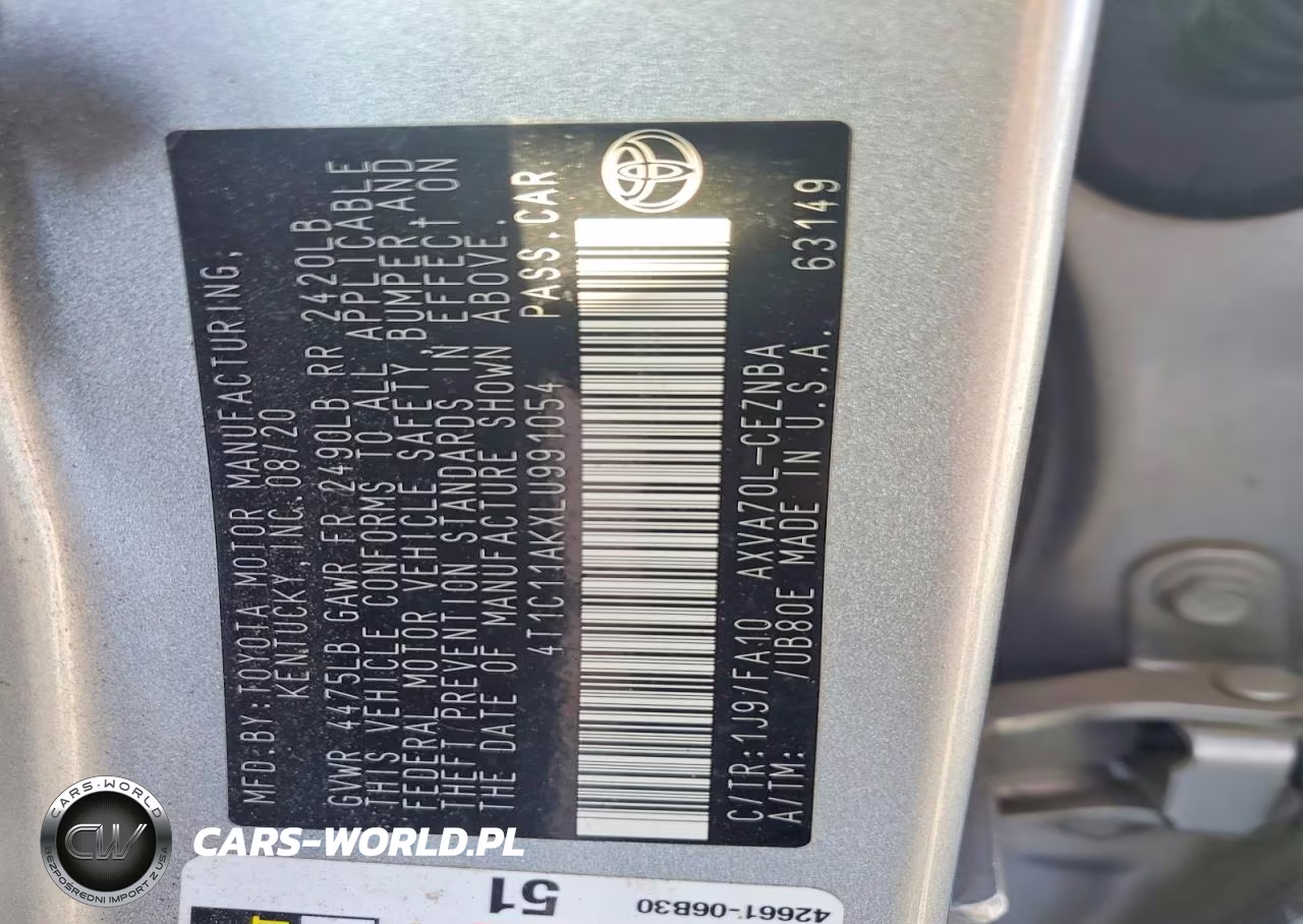 2020 Toyota Camry Le VIN:4T1C11AKXLU991054 - 12