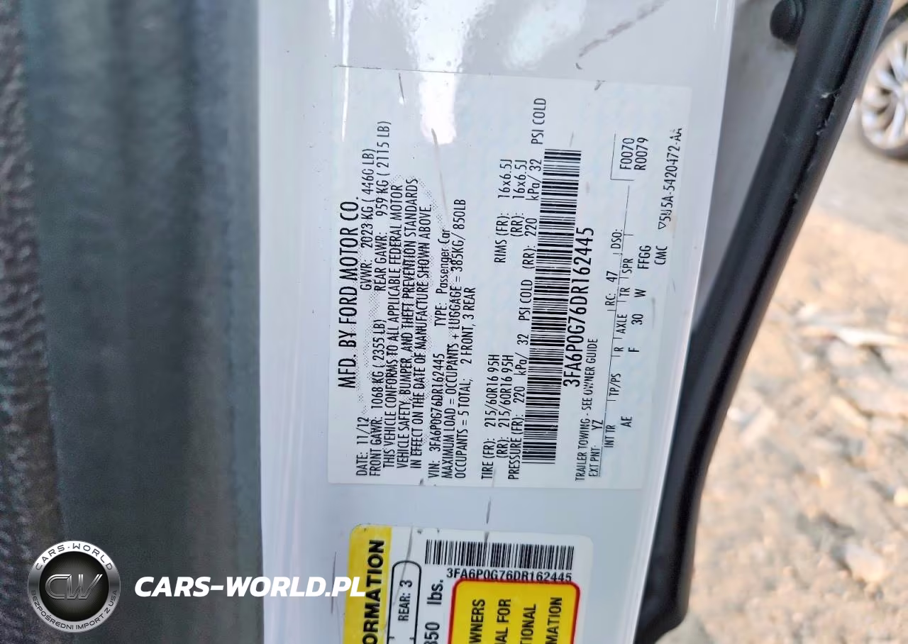 2013 Ford Fusion S VIN:3FA6P0G76DR162445 - 12