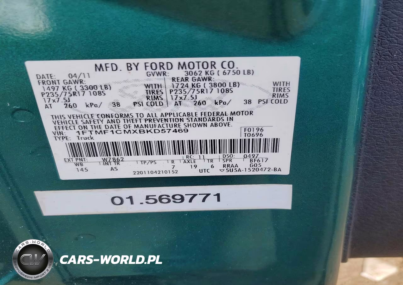 2011 Ford F150 VIN:1FTMF1CMXBKD57469 - 12