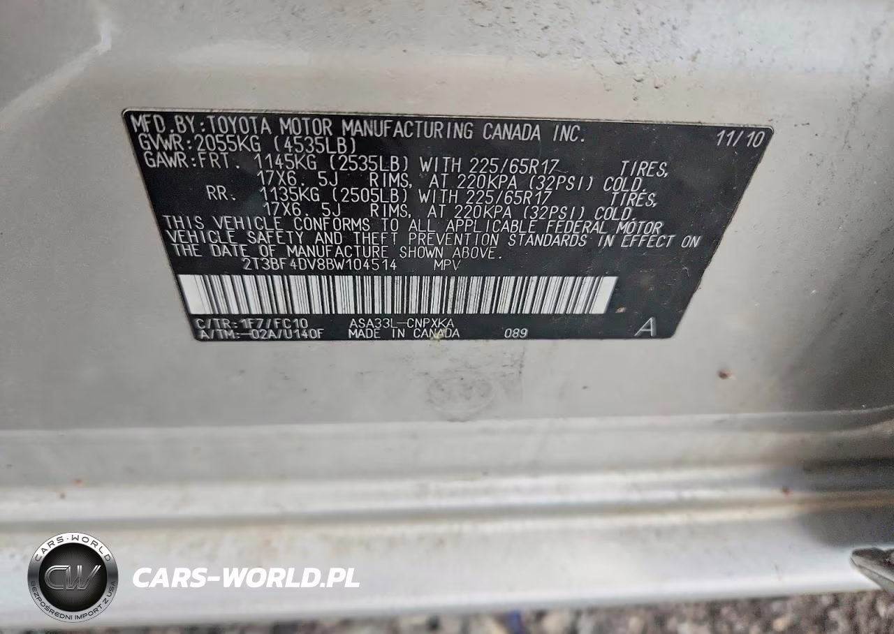 2011 Toyota Rav4 Base VIN:2T3BF4DV8BW104514 - 12