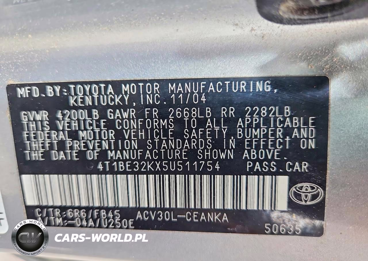 2005 Toyota Camry Le VIN:4T1BE32KX5U511754 - 12