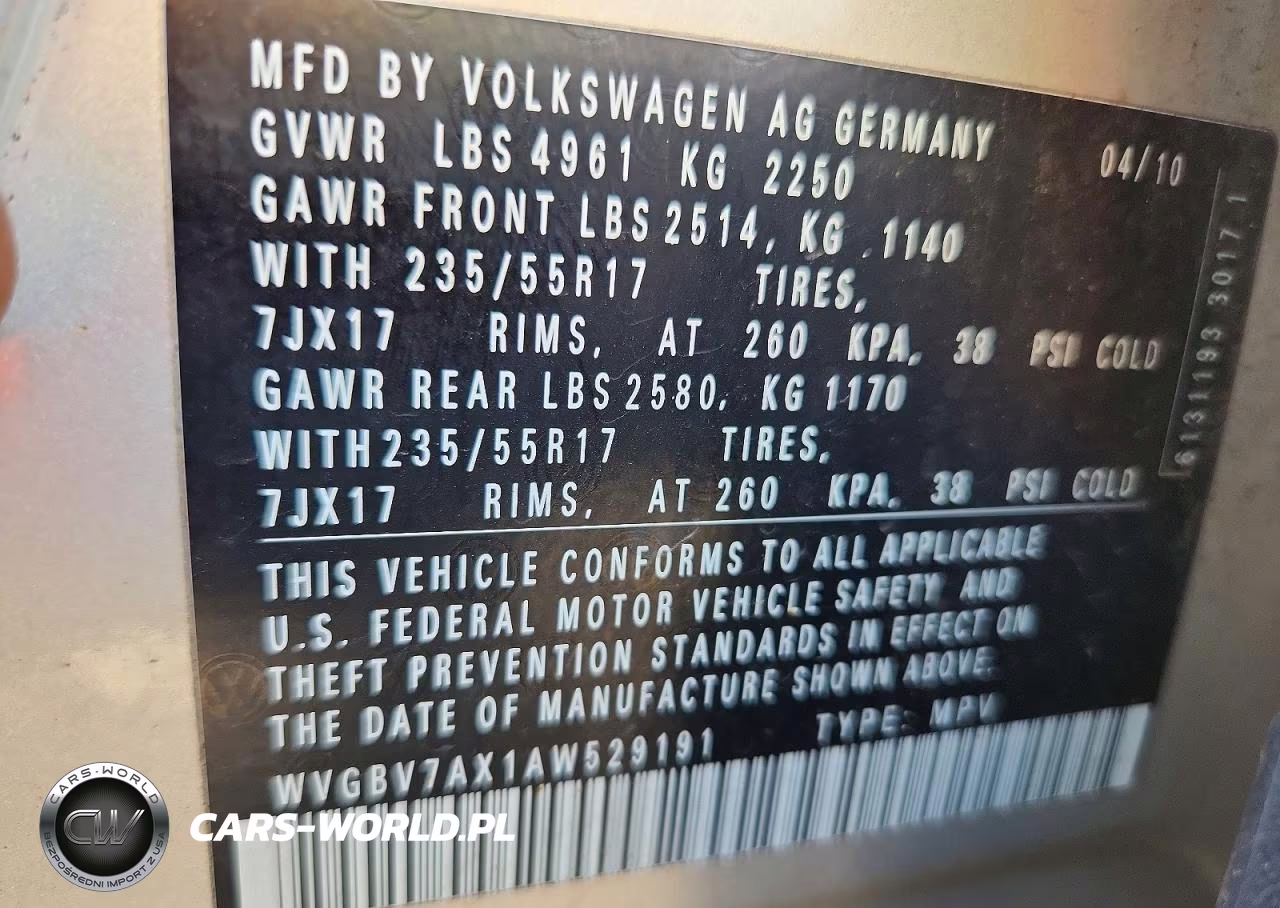 2010 Volkswagen Tiguan Se VIN:WVGBV7AX1AW529191 - 12
