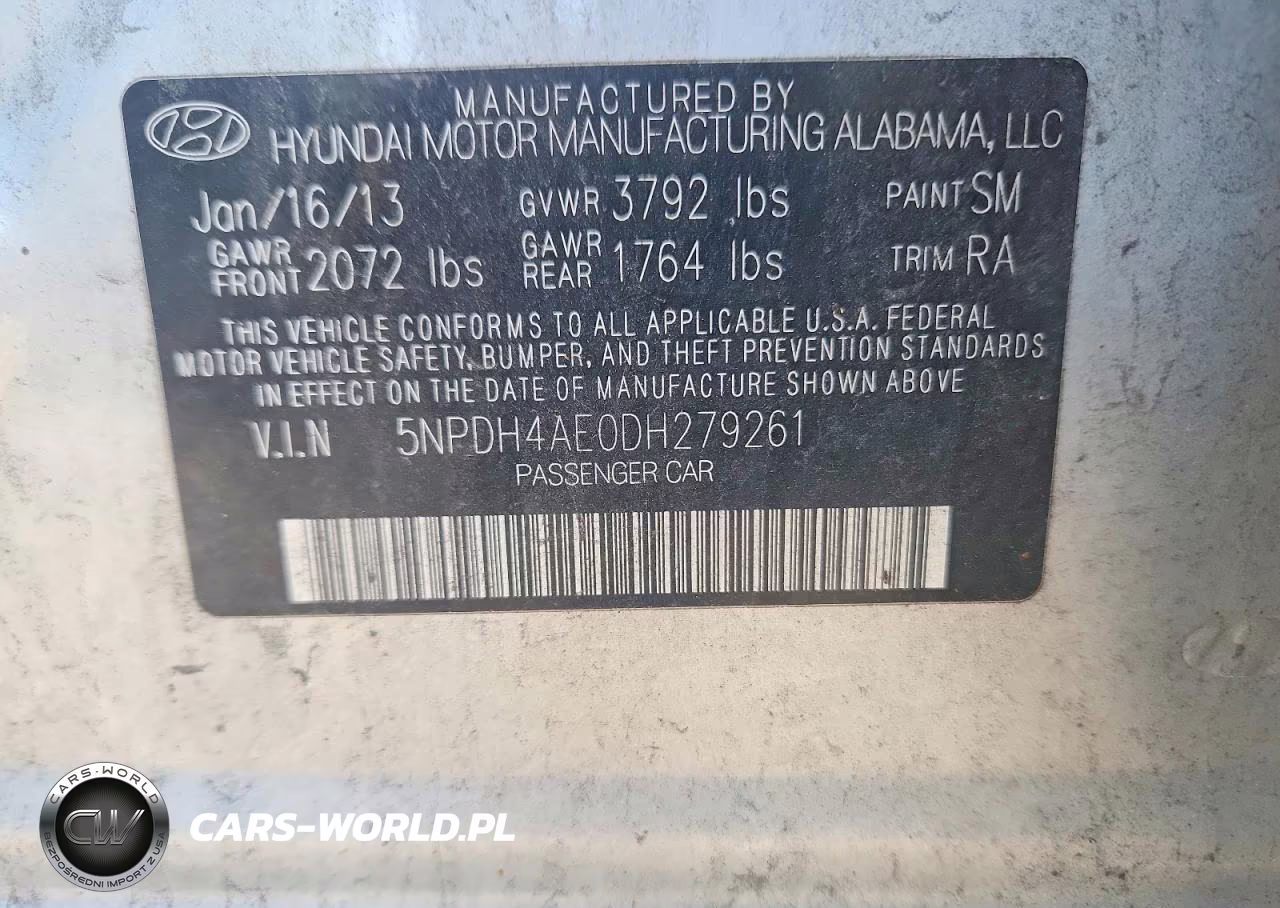 2013 Hyundai Elantra Gls VIN:5NPDH4AE0DH279261 - 12