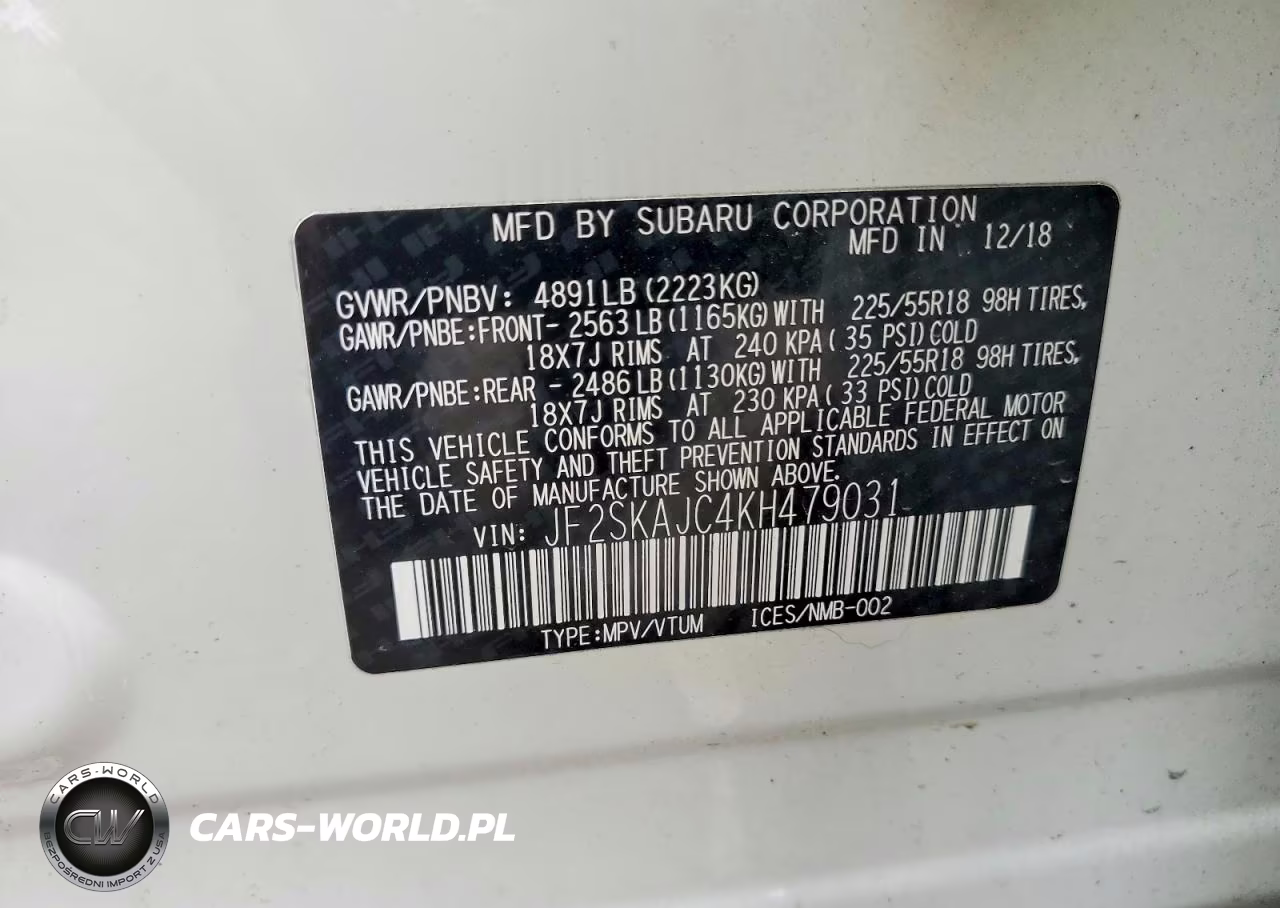 2019 Subaru Forester Sport VIN:JF2SKAJC4KH479031 - 13