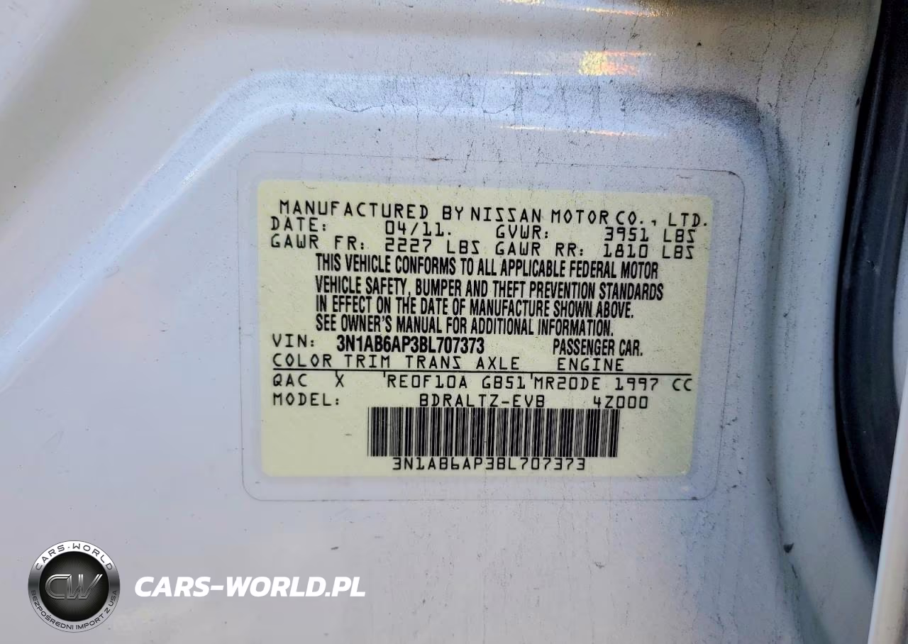 2011 Nissan Sentra 2.0 VIN:3N1AB6AP3BL707373 - 13