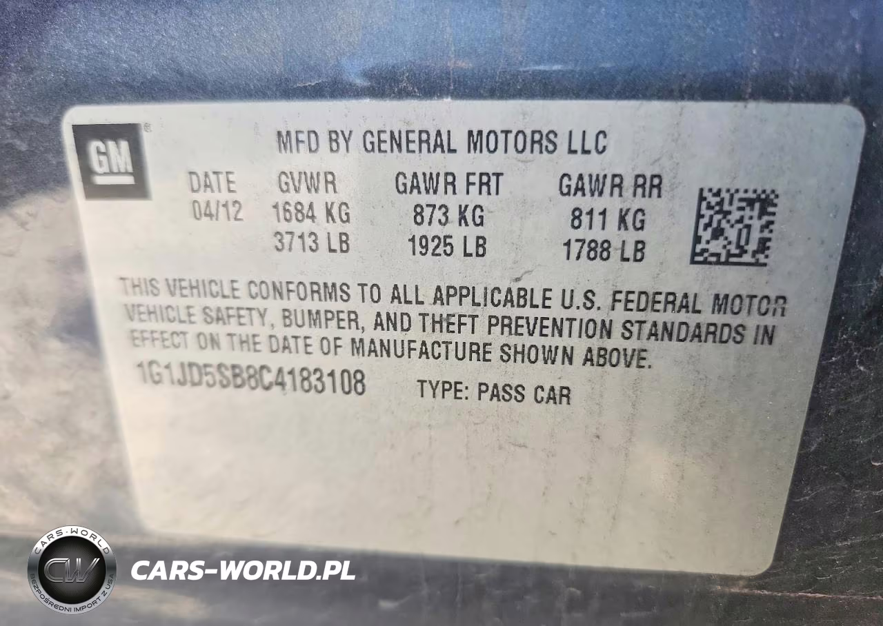 2012 Chevrolet Sonic Lt VIN:1G1JD5SB8C4183108 - 12