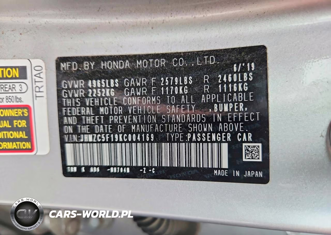 2019 Honda Clarity VIN:JHMZC5F19KC004169 - 12