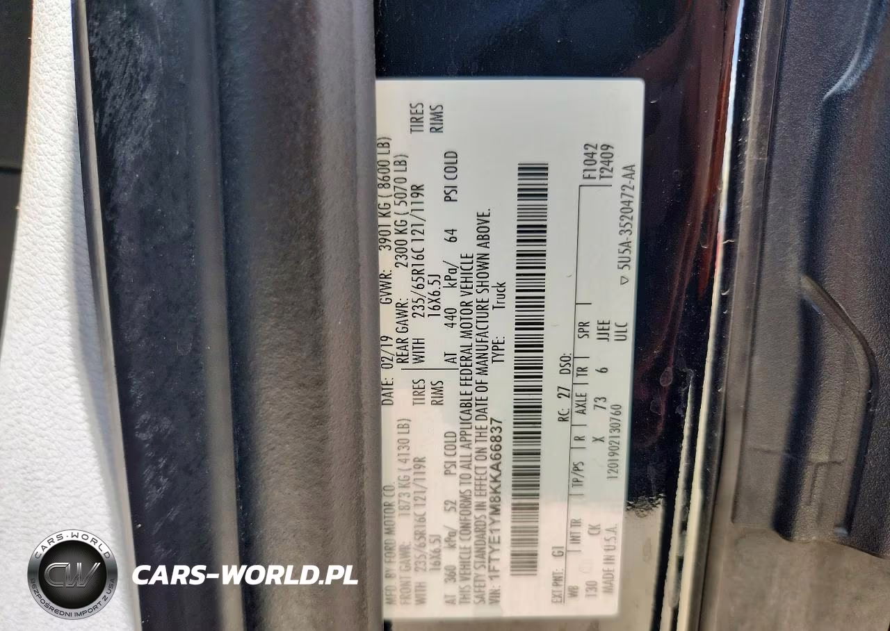 2019 Ford Transit T-150 VIN:1FTYE1YM8KKA66837 - 12