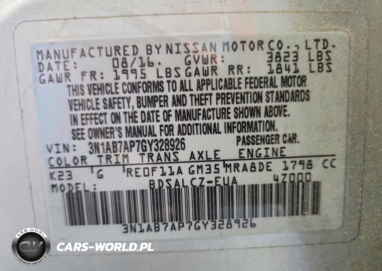 2016 Nissan Sentra Fe+S VIN:3N1AB7AP7GY328926 - 13