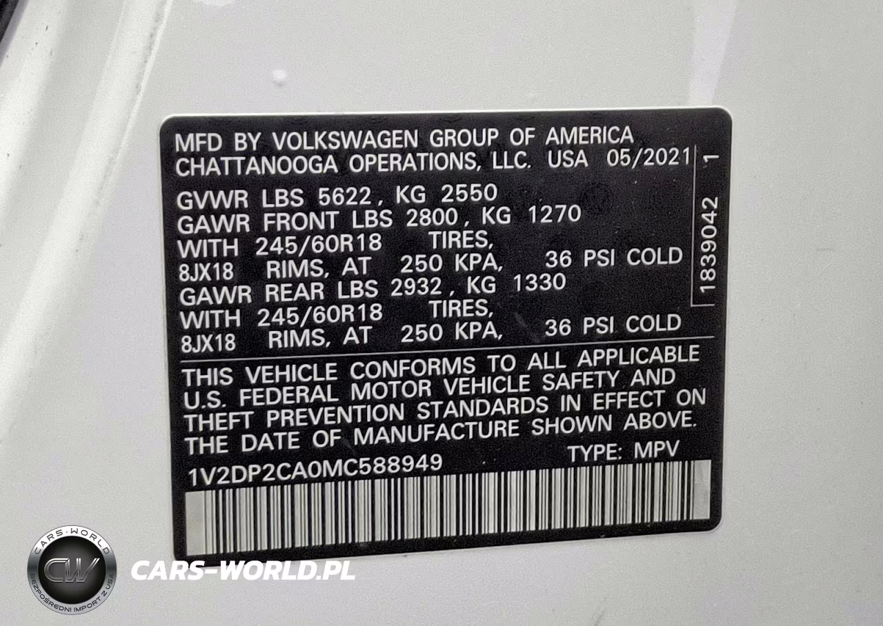 2021 Volkswagen Atlas Se VIN:1V2DP2CA0MC588949 - 13