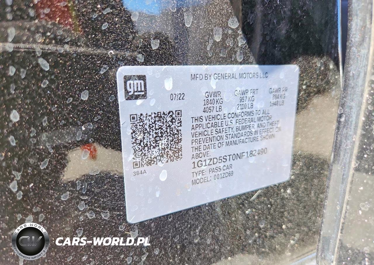2022 Chevrolet Malibu Lt VIN:1G1ZD5ST0NF182490 - 12
