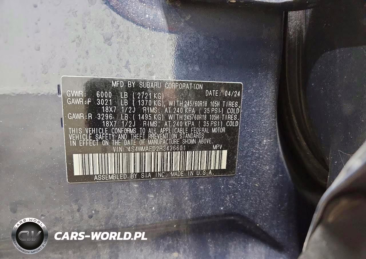 2024 Subaru Ascent Premium VIN:4S4WMAED2R3436601 - 14