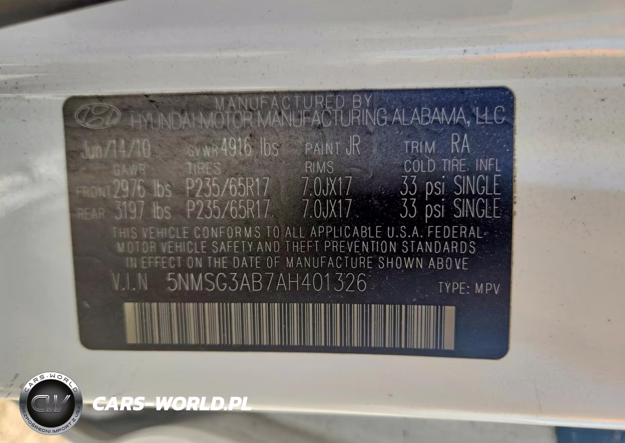 2010 Hyundai Santa Fe Gls VIN:5NMSG3AB7AH401326 - 13