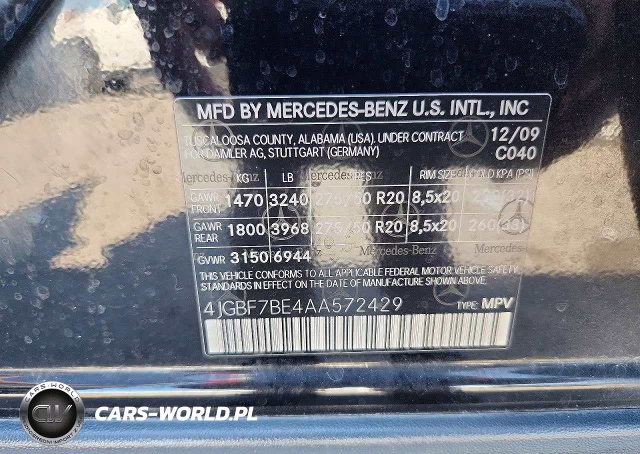 2010 Mercedes-Benz Gl 450 4Matic VIN:4JGBF7BE4AA572429 - 13