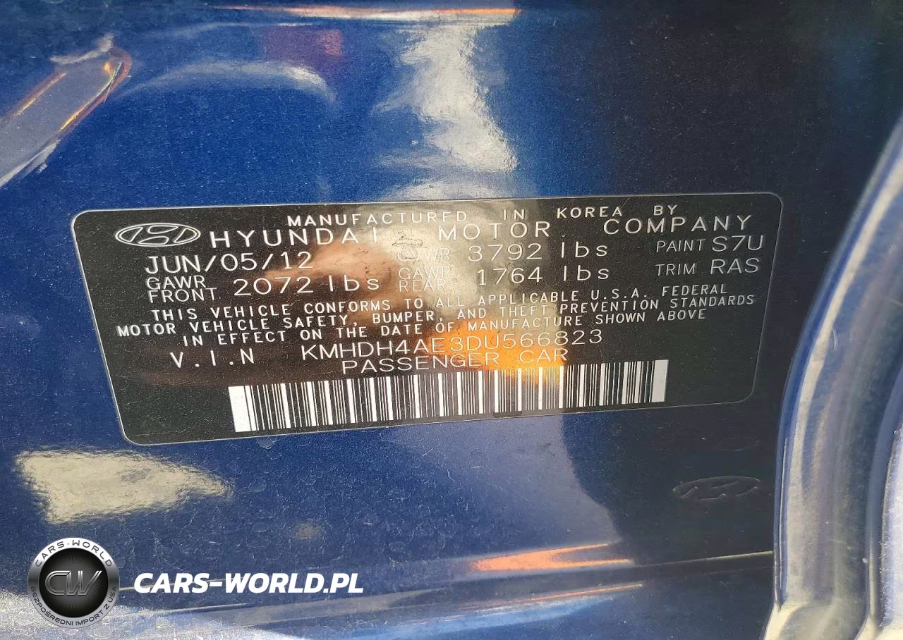 2013 Hyundai Elantra Gls VIN:KMHDH4AE3DU566823 - 12