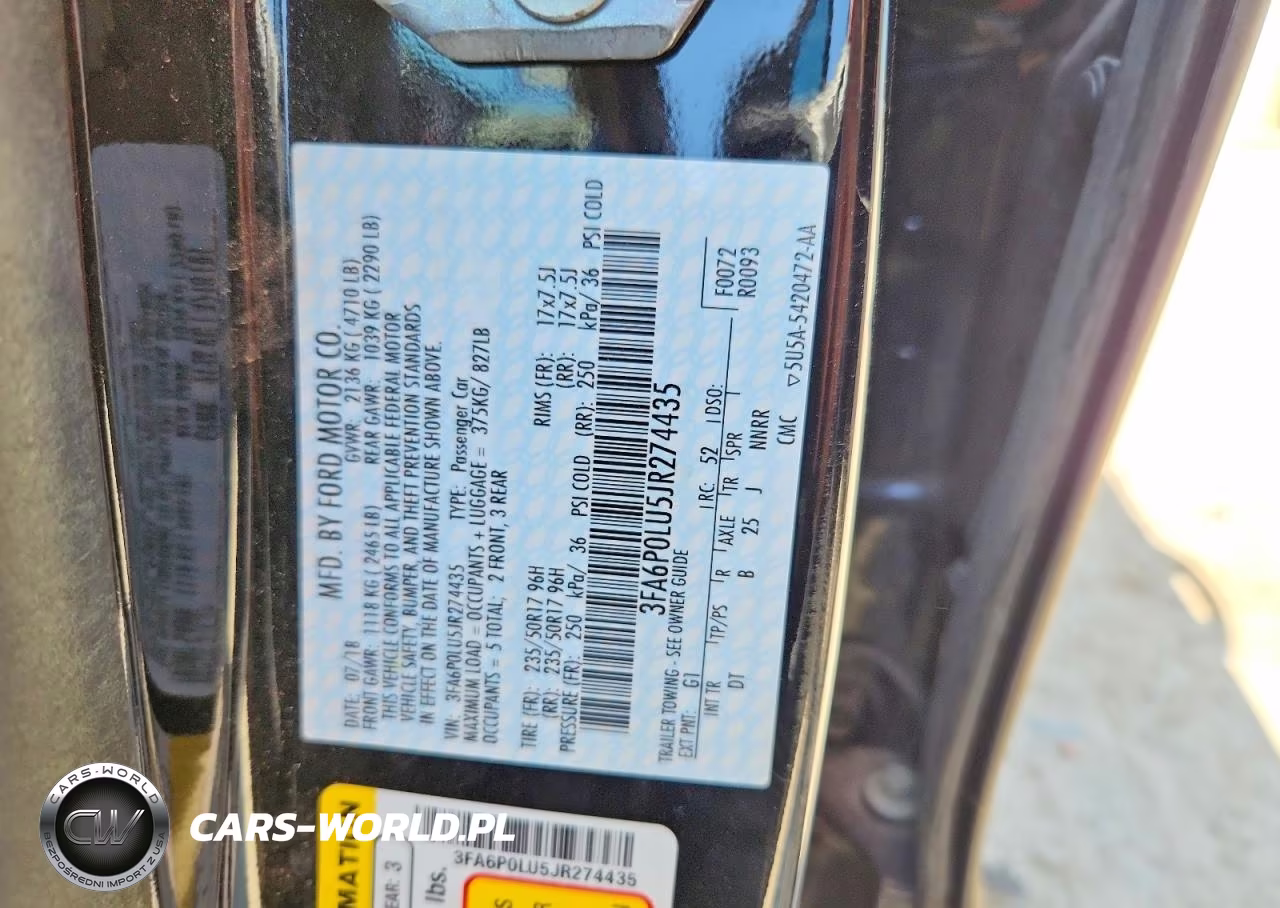 2018 Ford Fusion Se Hybrid VIN:3FA6P0LU5JR274435 - 12