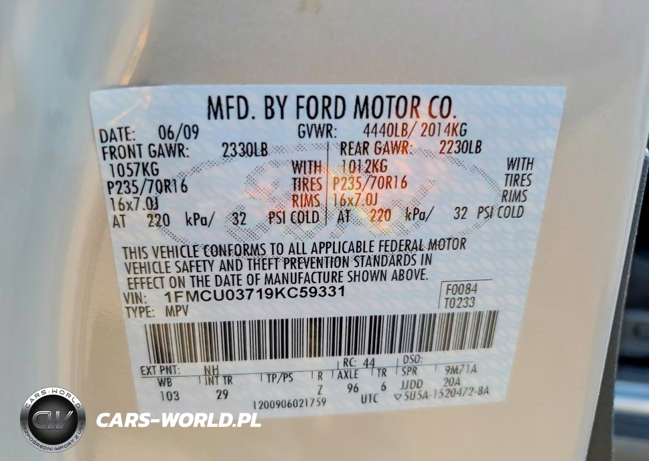 2009 Ford Escape Xlt VIN:1FMCU03719KC59331 - 12