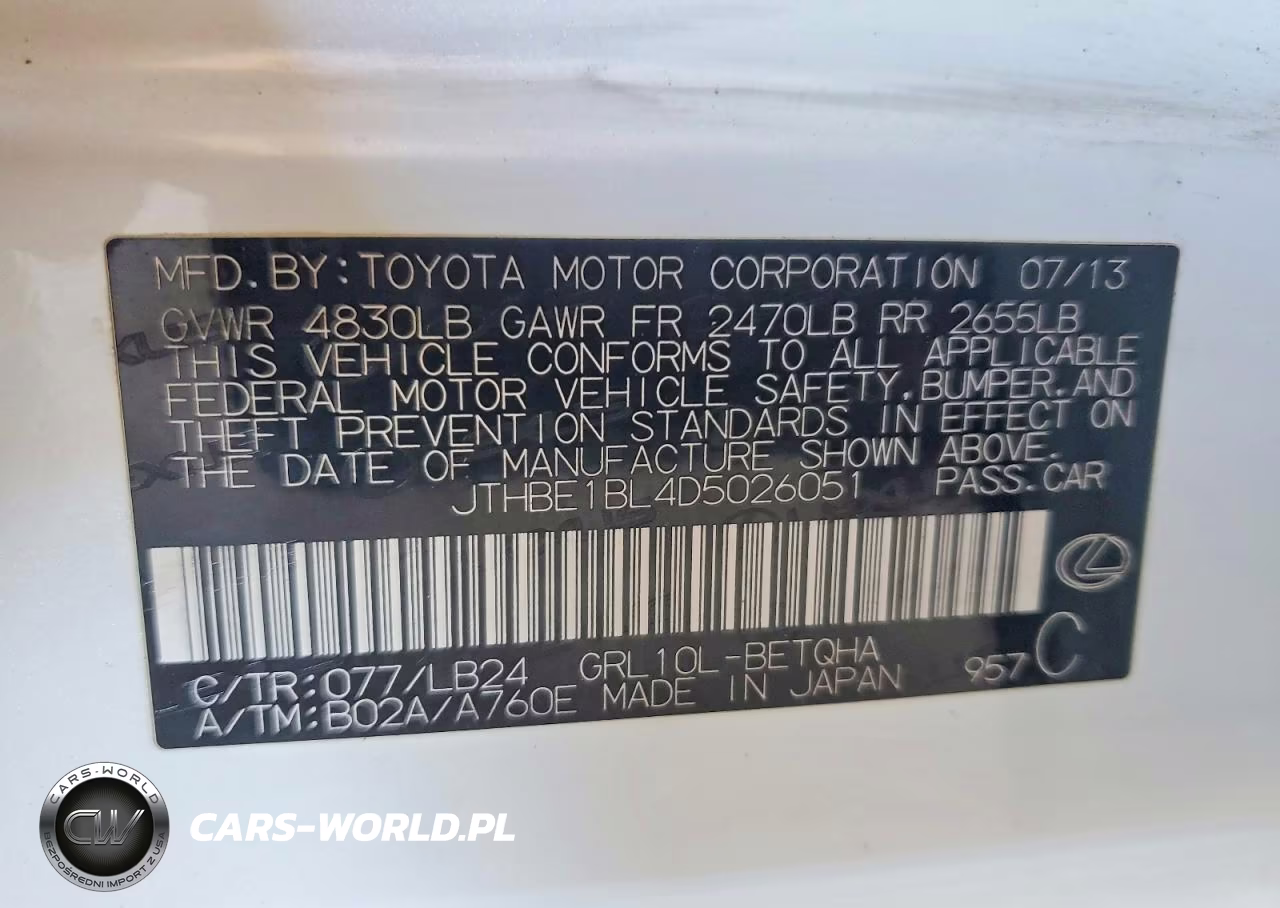 2013 Lexus Gs 350 VIN:JTHBE1BL4D5026051 - 12