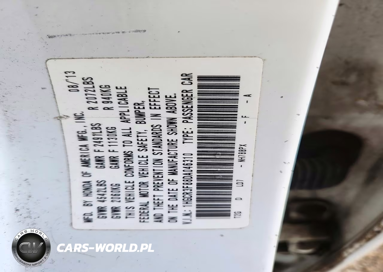 2013 Honda Accord Exl VIN:1HGCR3F88DA046310 - 12