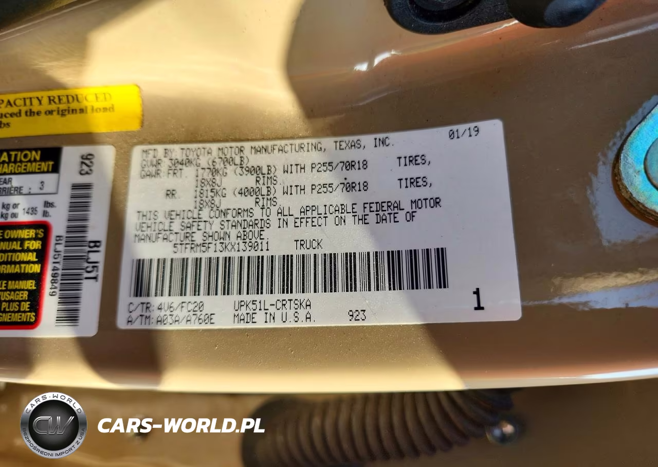 2019 Toyota Tundra Sr5 VIN:5TFRM5F13KX139011 - 12
