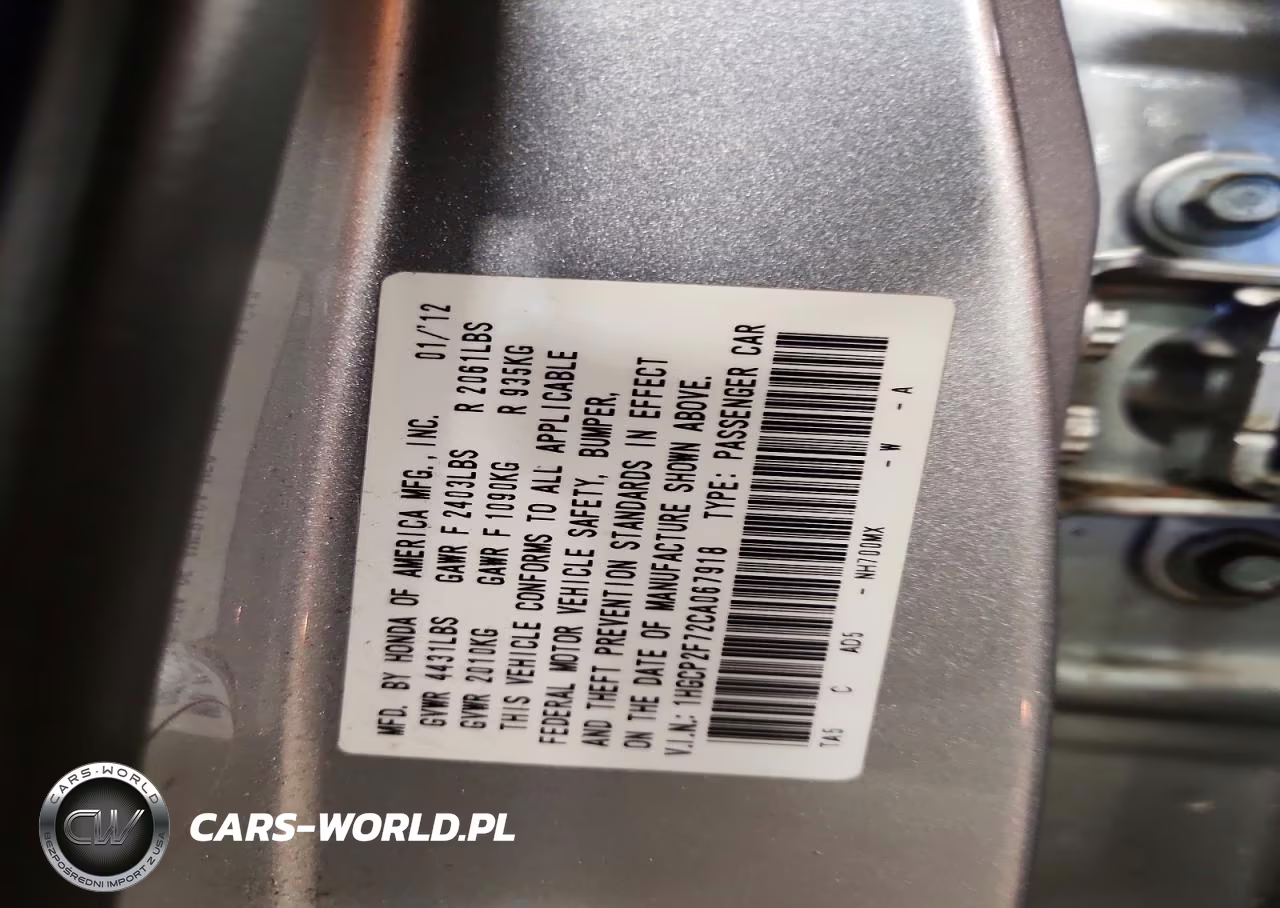 2012 Honda Accord Ex VIN:1HGCP2F72CA067918 - 12