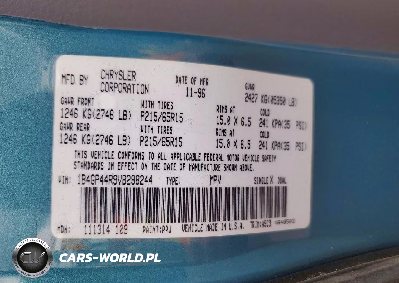 1997 Dodge Grand Caravan Se VIN:1B4GP44R9VB298244 - 13
