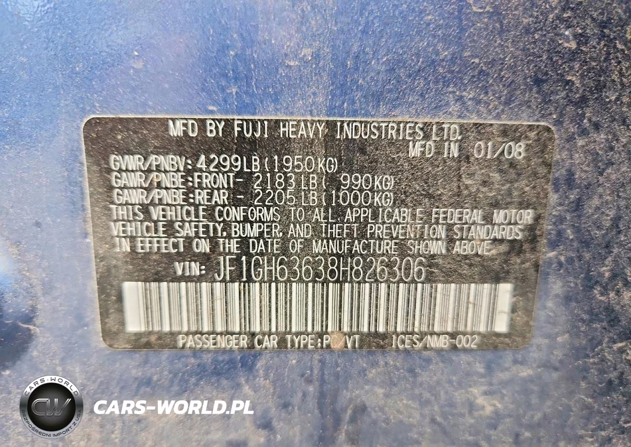2008 Subaru Impreza Outback Sport VIN:JF1GH63638H826306 - 12