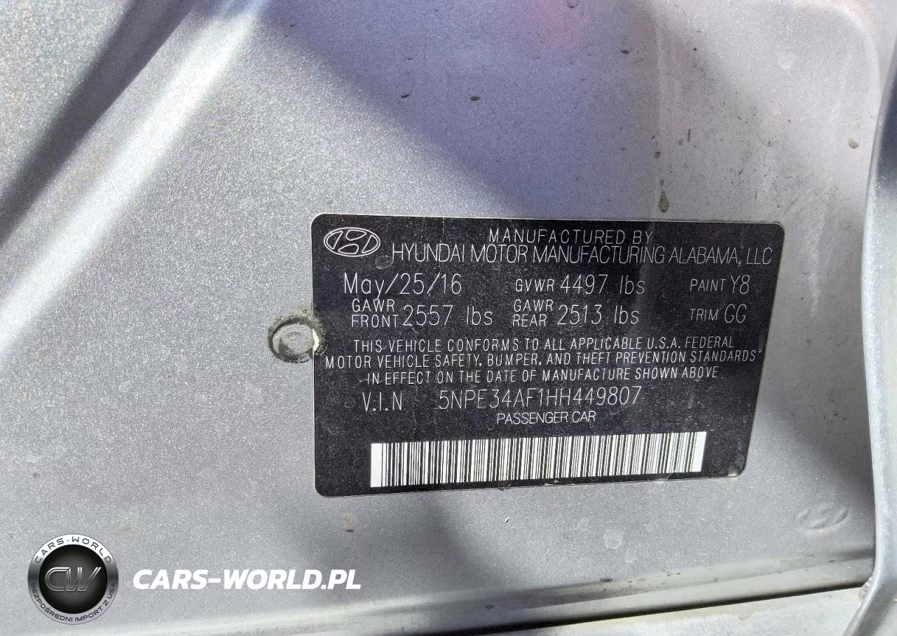 2017 Hyundai Sonata Sport VIN:5NPE34AF1HH449807 - 12