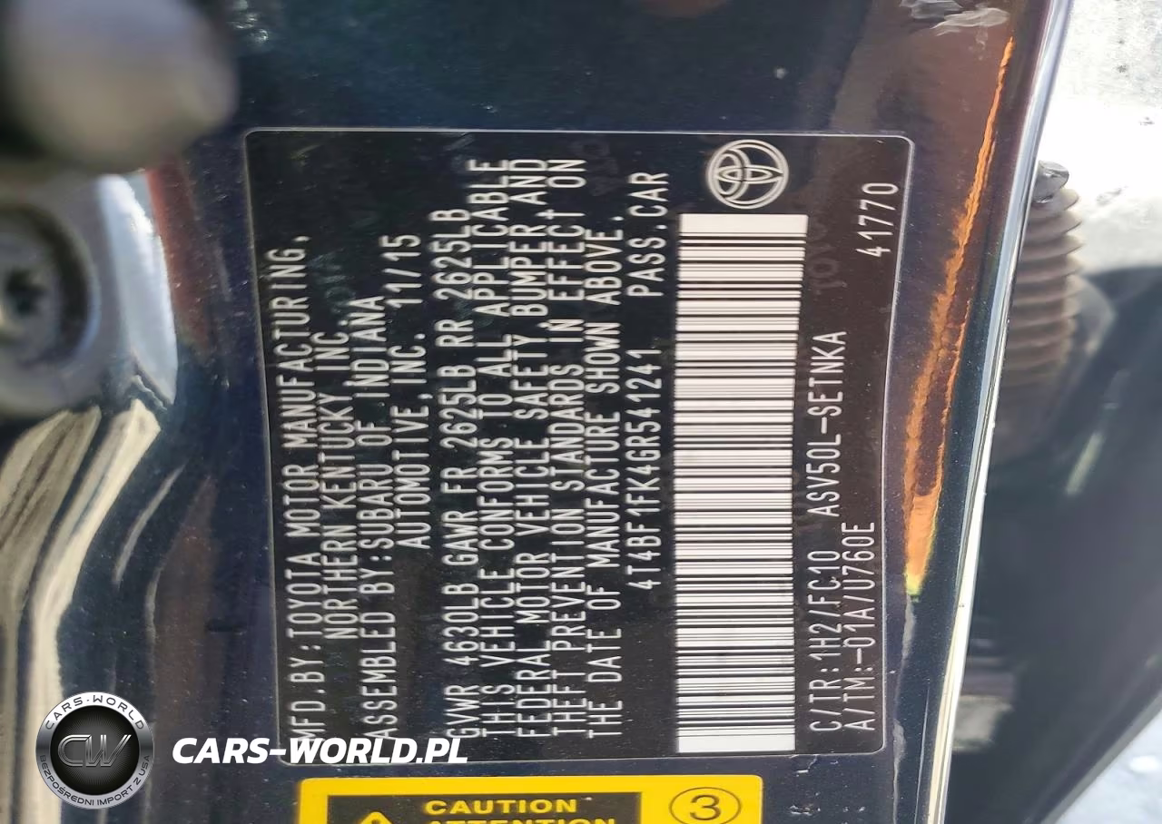 2016 TOYOTA CAMRY LE VIN:4T4BF1FK4GR541241 - 12