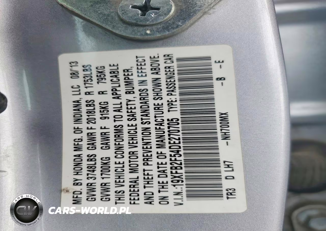 2013 Honda Civic Lx VIN:19XFB2F54DE270705 - 13