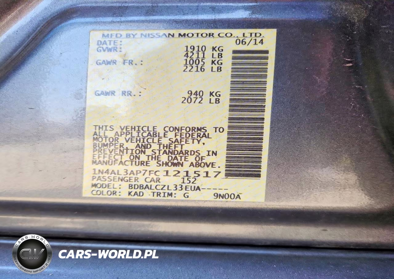 2015 Nissan Altima 2.5 S VIN:1N4AL3AP7FC121517 - 12